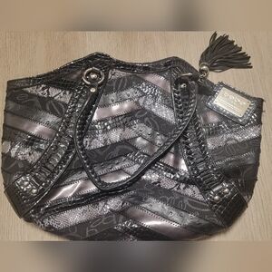 Bebe Metallic Black Shoulder Bag